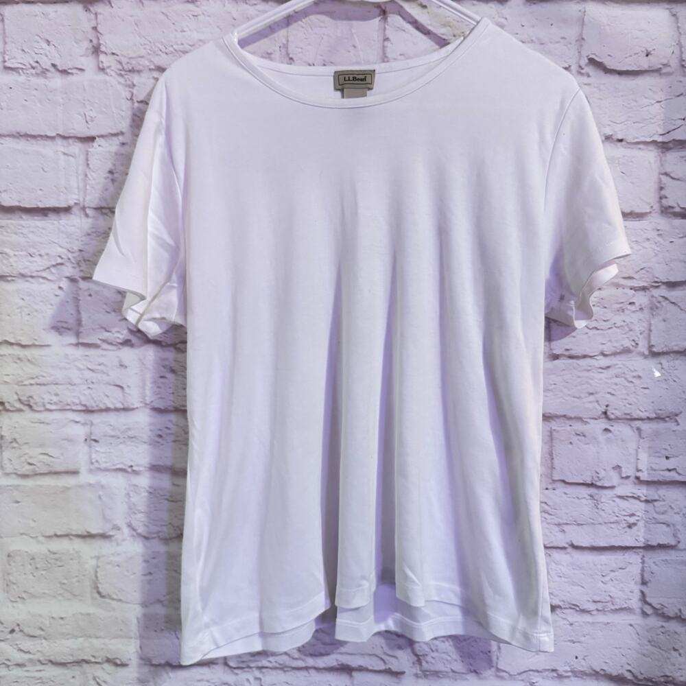 LL Bean White XL 100% Cotton T Shirt